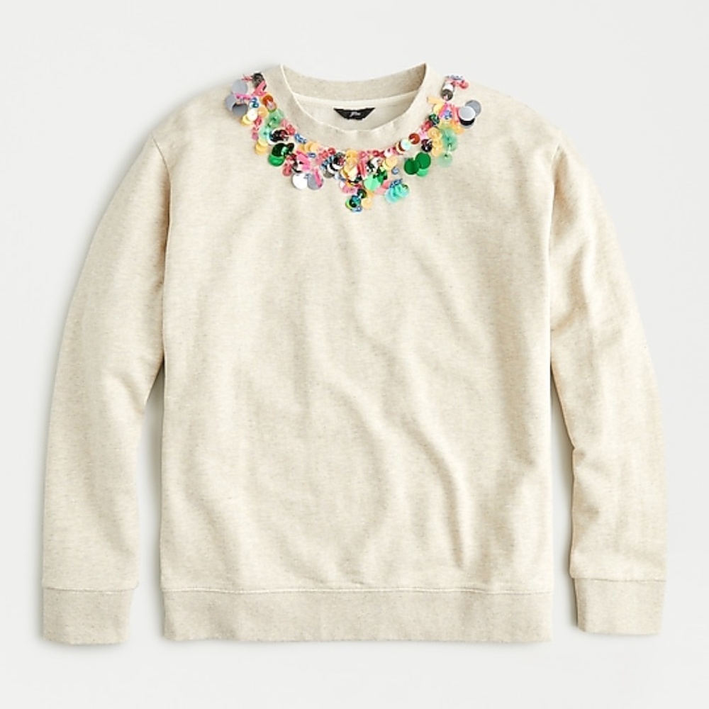 J Crew embellished neckline sweatshirt